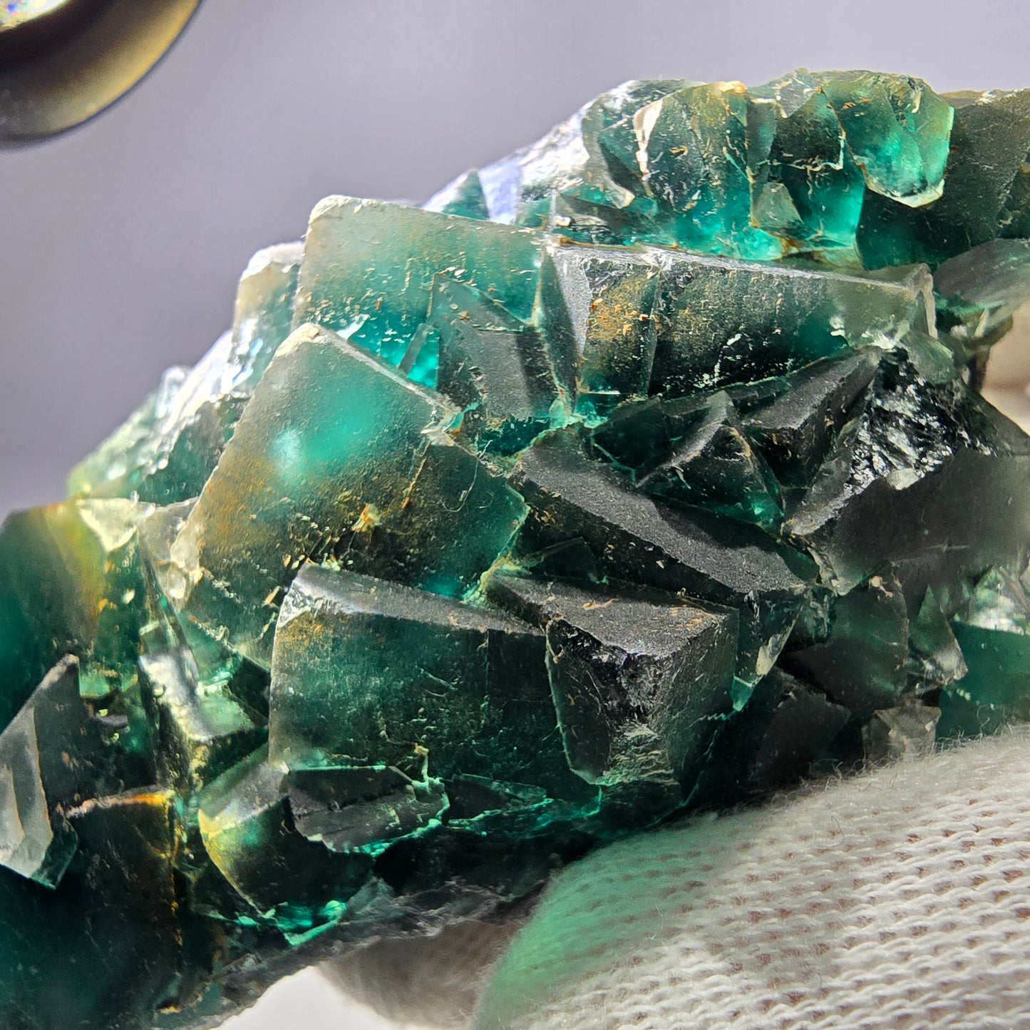 Rare spécimen de cube de fluorite fantôme, parqueté vert Okorusu, Namibie, 92 x 61 x 38 mm 