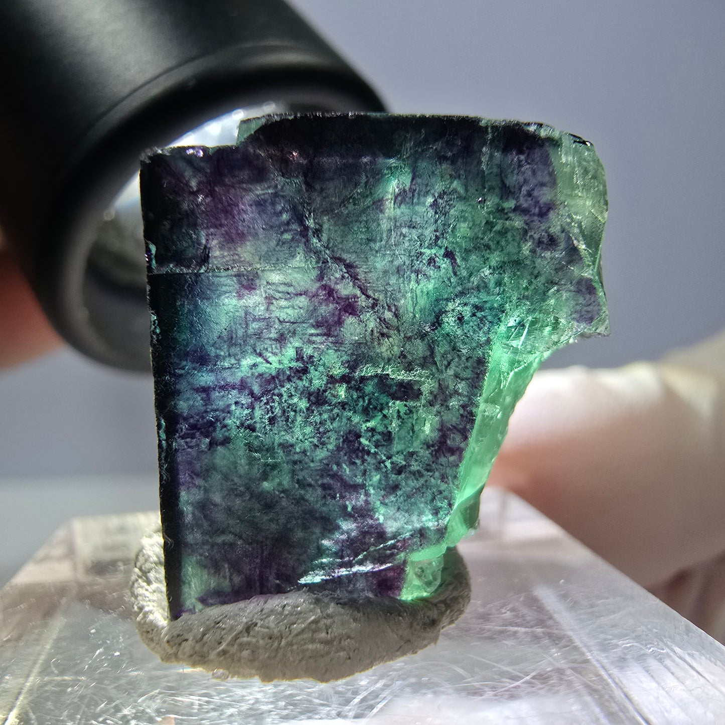 Phantom Fluorit Würfel Stufe grün lila zonal 11:11 Angel Pocket, Namibia 19*19*19mm