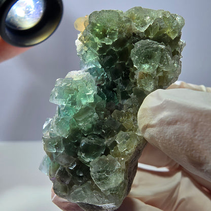 Rare cube de fluorite fantôme, spécimen de quartz vert Okorusu, Namibie, 55 x 33 x 24 mm 