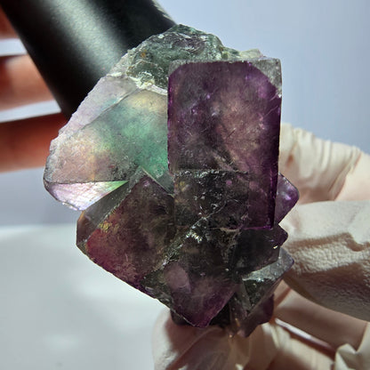 Rare spécimen de cube de fluorite fantôme, vert-violet, Okorusu, Namibie, 53 x 43 x 28 mm 