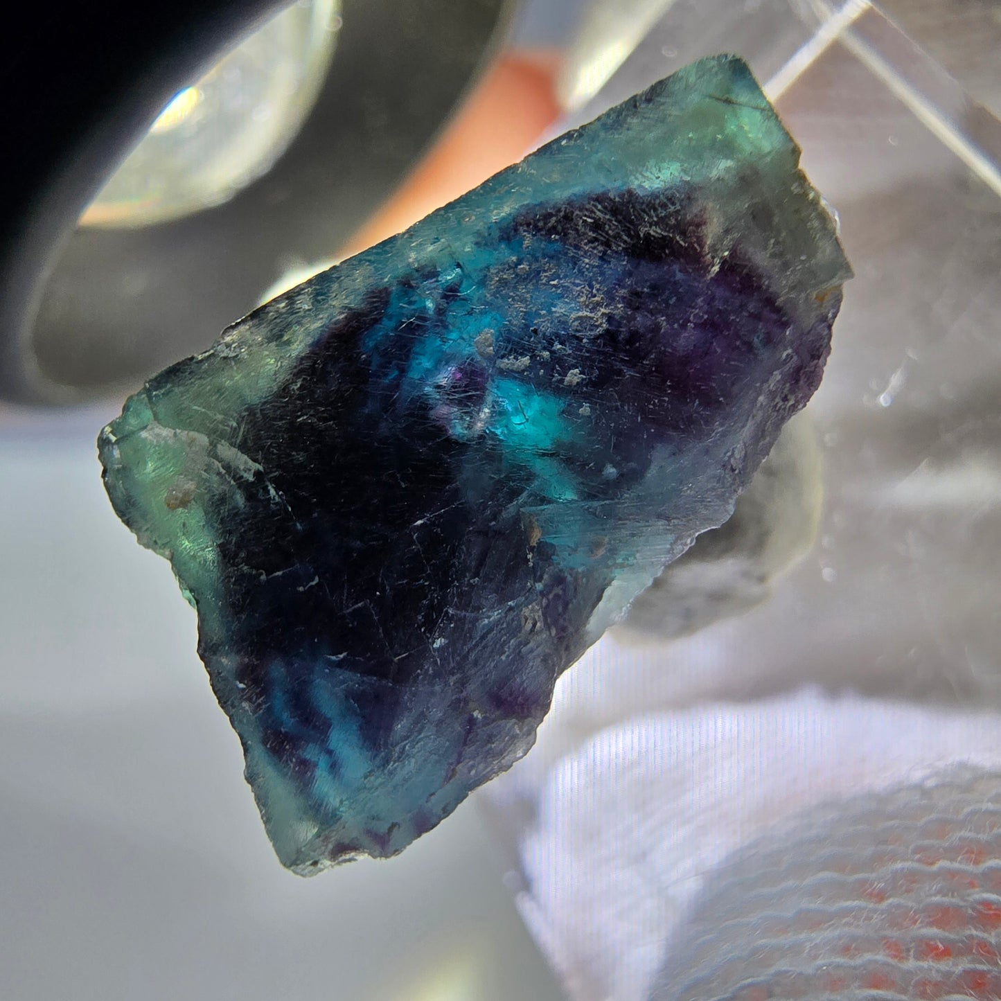 Spécimen de cube de fluorite fantôme, zonal – Nouvelle découverte ! Okorusu, Namibie, 24 x 19 x 12 mm 