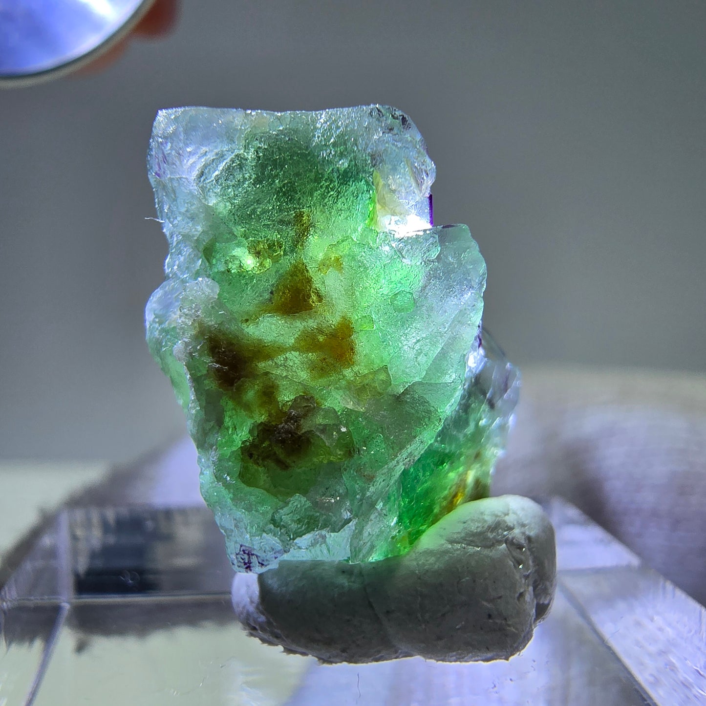 Phantom Fluorit Würfe Stufe, grün weiß lila zonal Erongo, Namibia 17*16*12mm