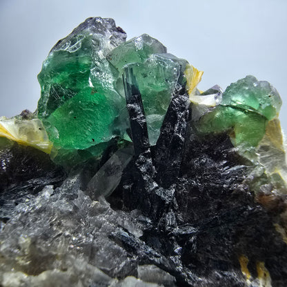 Phantom Fluorit, Rauchquarz, Schörl Turmalin, Muskovit Erongo Namibia 59*51*30mm
