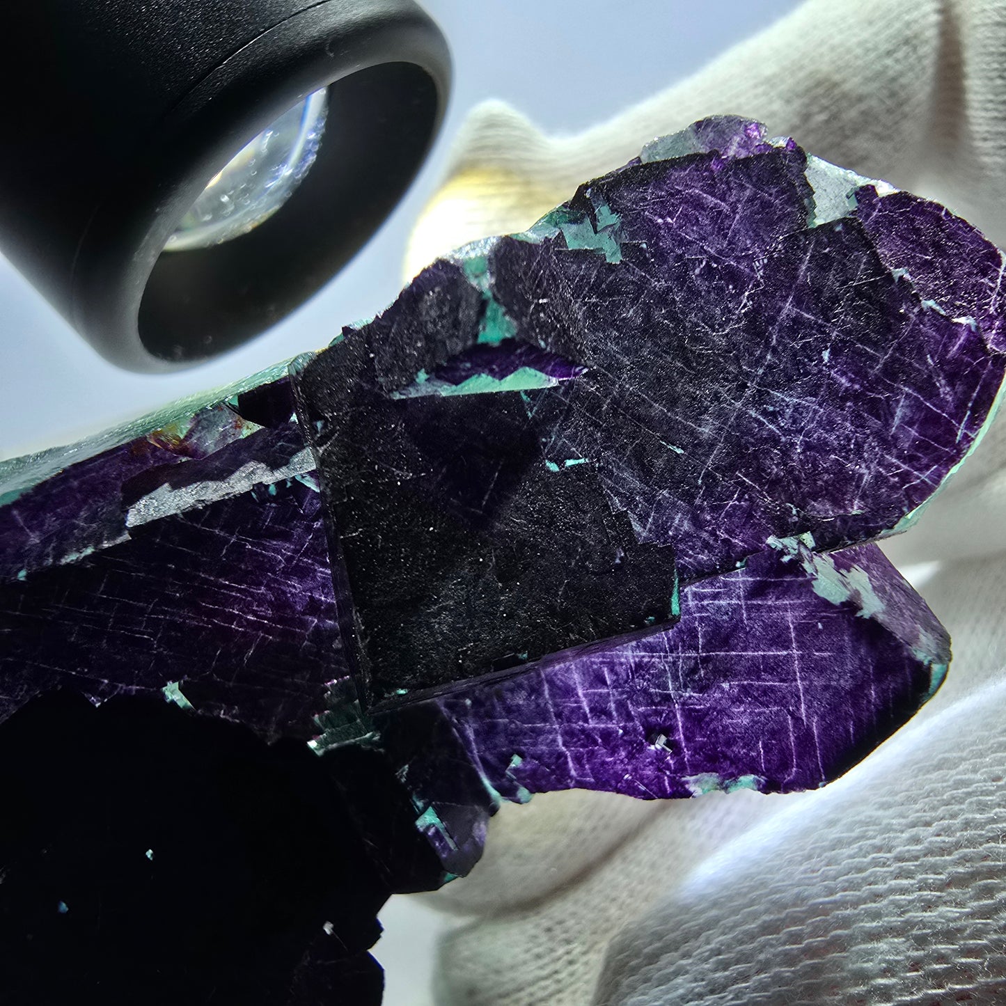 Fluorit Würfel Stufe, parkettiert grün lila 11:11 Angel Pocket Okorusu, Namibia 66*39*24mm