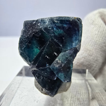 Spécimen de cube de fluorite fantôme, zonal – Nouvelle découverte ! Okorusu, Namibie, 27 x 22 x 15 mm 