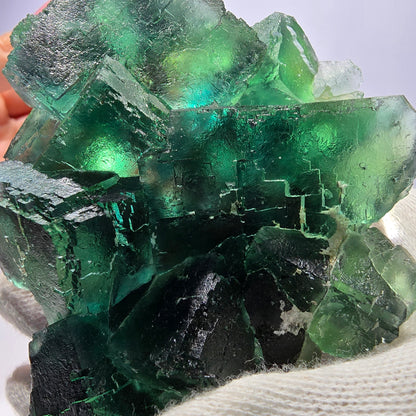 Grand cube de fluorite fantôme étagé, vert Okorusu, Namibie 96 x 73 x 34 mm 