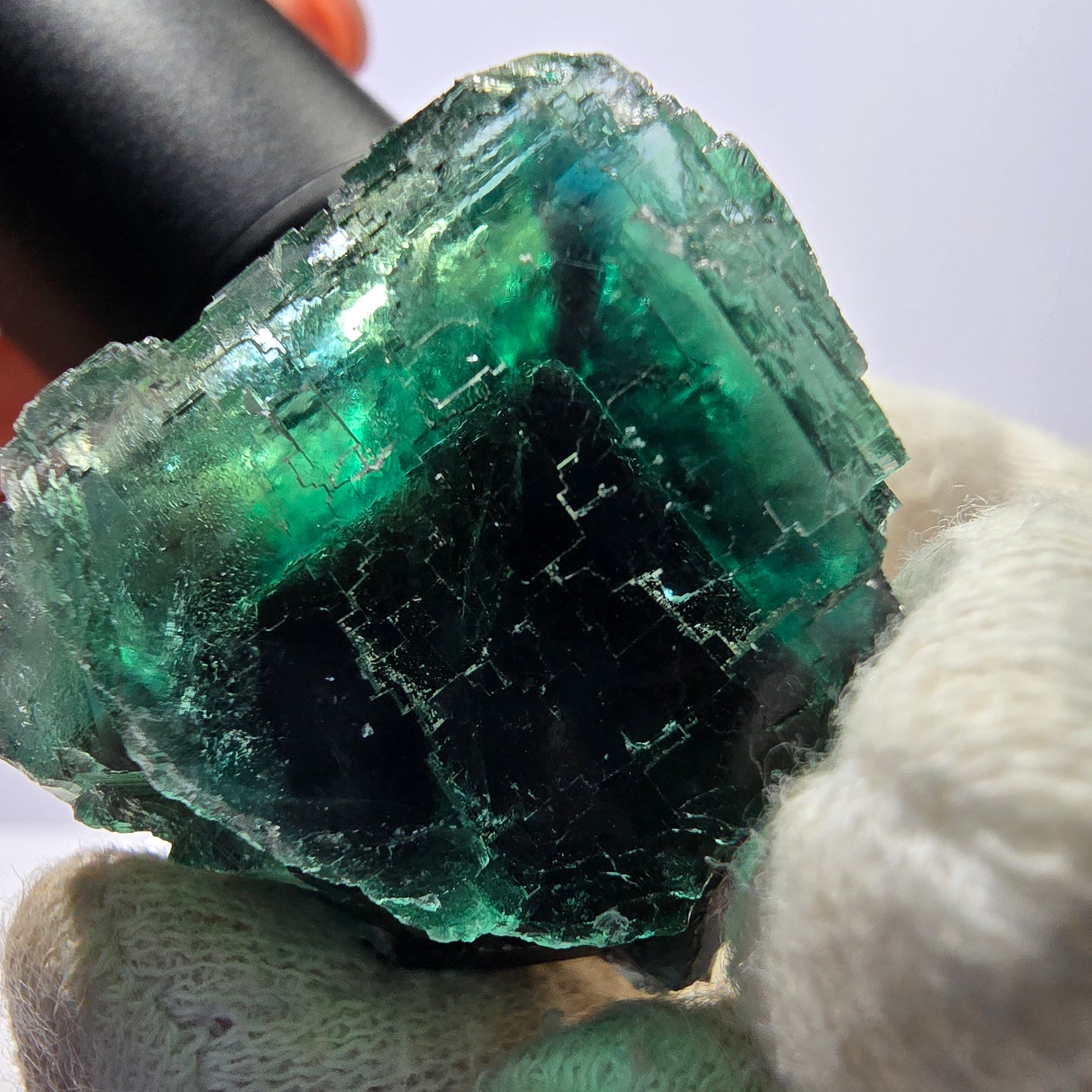 Rare spécimen de cube de fluorite fantôme, parqueté vert Okorusu, Namibie, 37 x 35 x 32 mm 