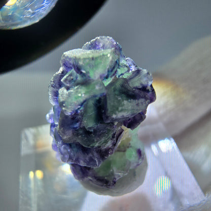 Cube de fluorite fantôme, spécimen de tourmaline scholle muscovite, Erongo, Namibie, 23 x 14 x 13 mm 