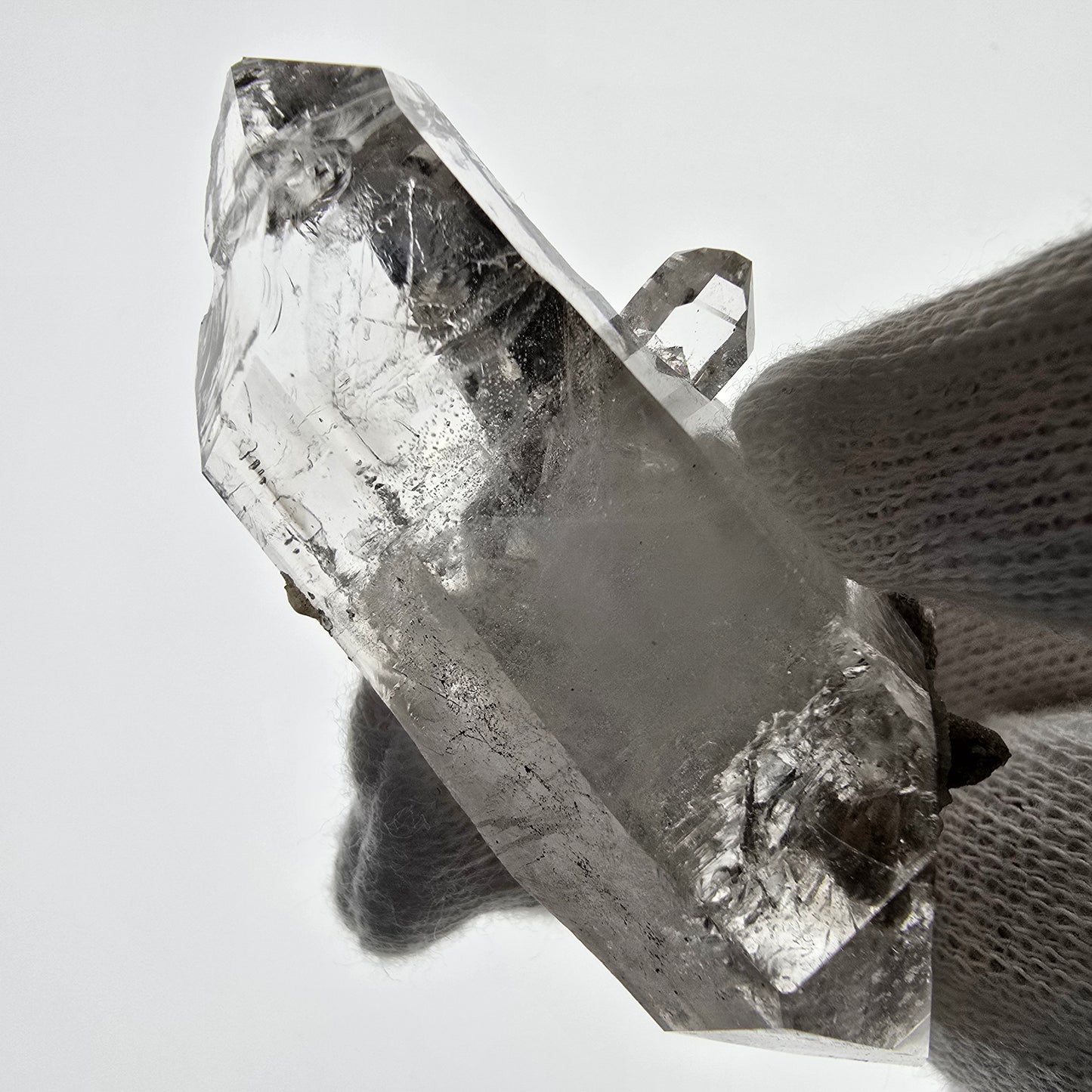 Sceptre DT en quartz fumé squelette Enhydro, 1x pochette Saint-Valentin à bulles, Namibie 60 x 23 x 21 mm 