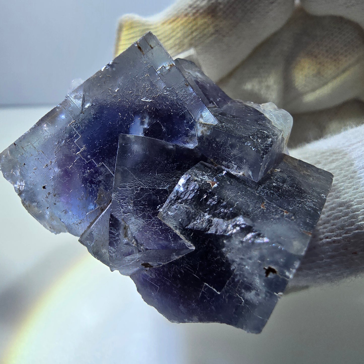 Seltene Phantom Fluorit Würfel Stufe blau lila Okorusu, Namibia 43*33*23mm