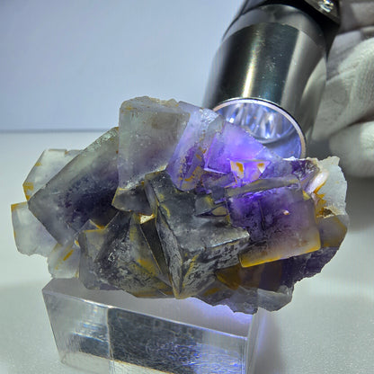 Seltene Phantom Fluorit Würfel Stufe blau lila Okorusu, Namibia 50*28*22mm
