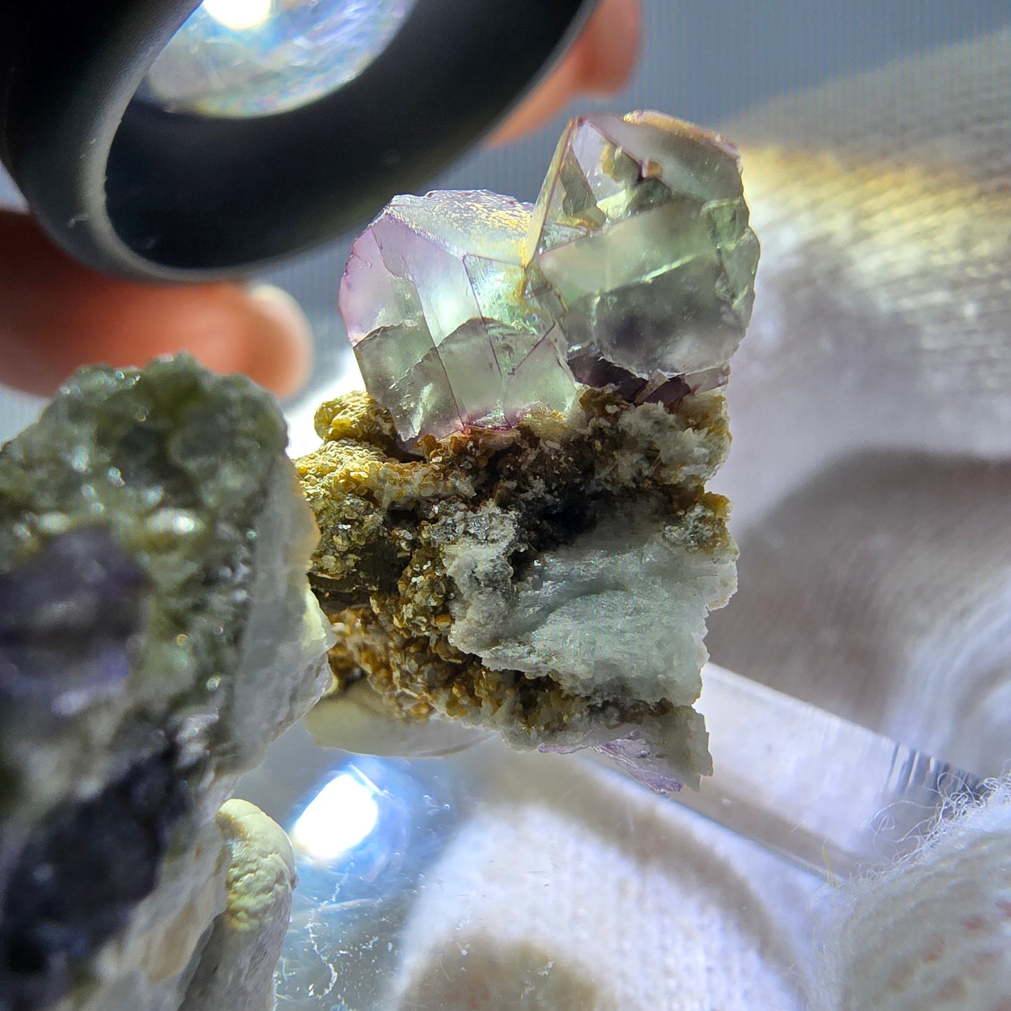 Lot de 2 cubes de fluorite fantôme zonaux, spécimen de muscovite Erongo, Namibie 20+23 mm 