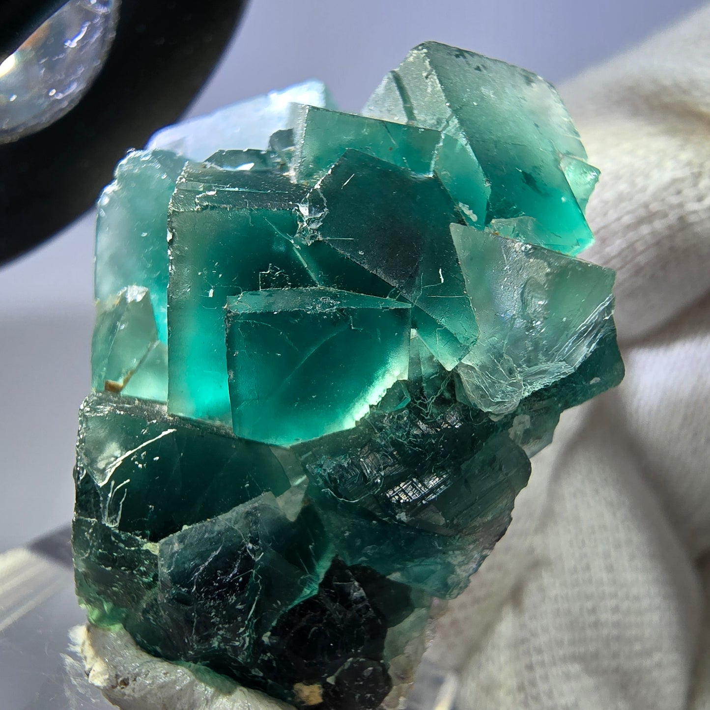 Seltene Phantom Fluorit Würfel Stufe zonal grün lila Okorusu, Namibia 36*29*21mm