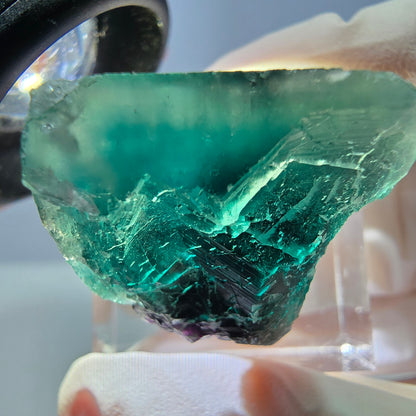 Cube de fluorite fantôme transparente parquetée, vert Okorusu, Namibie 25 x 20 x 19 mm 