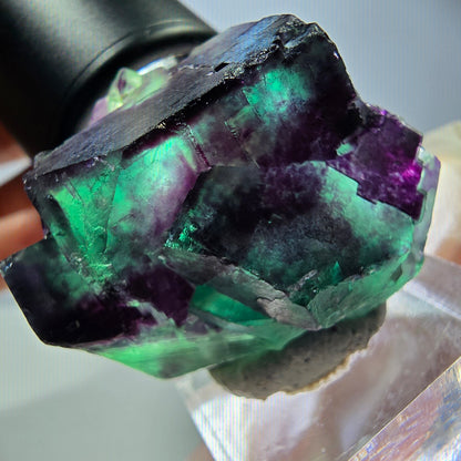 Phantom Fluorit Würfel Stufe, parkettiert grün lila Okorusu, Namibia 39*32*20mm