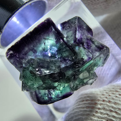 Spécimen de cube de fluorite fantôme zonal, vert violet Okorusu, Namibie 19*15*13mm 