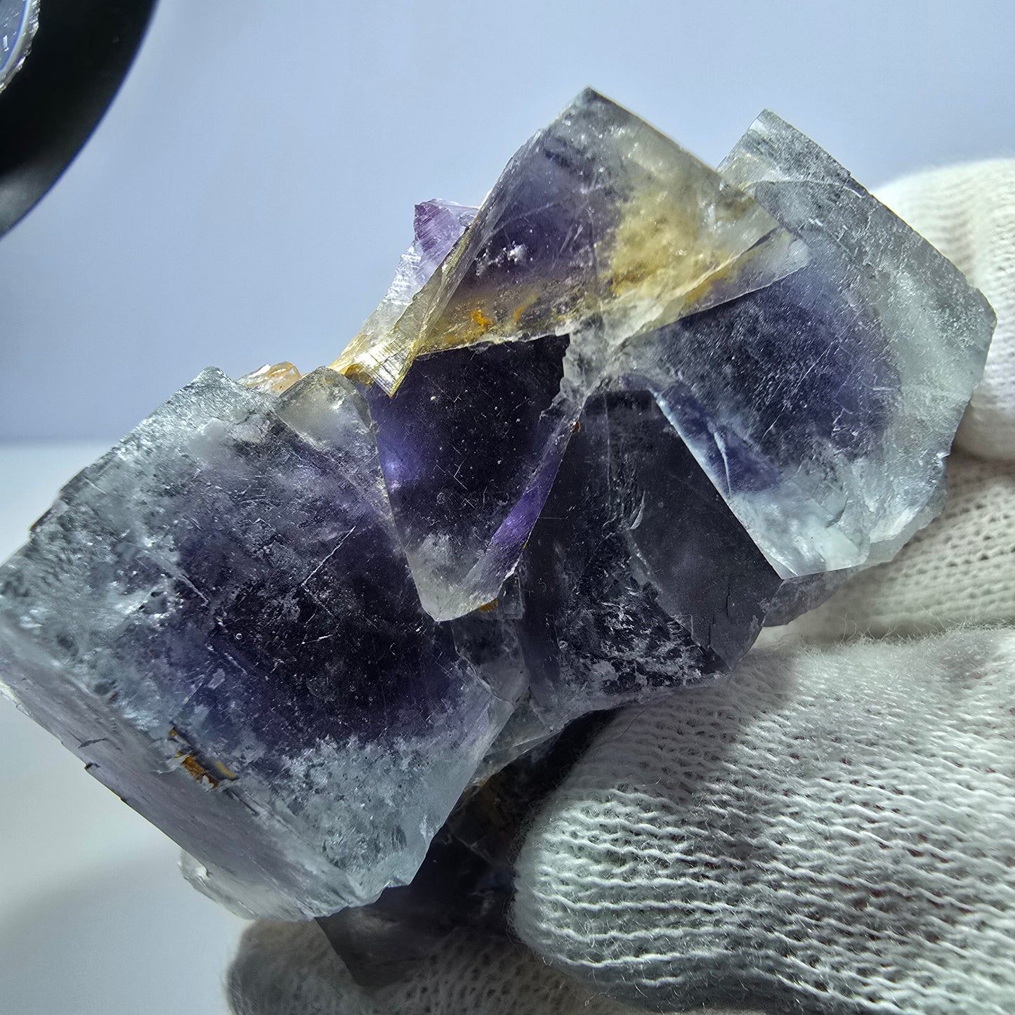 Spécimen de cube de fluorite fantôme, parqueté bleu violet Okorusu, Namibie 53*38*32mm 