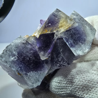 Spécimen de cube de fluorite fantôme, parqueté bleu violet Okorusu, Namibie 53*38*32mm 