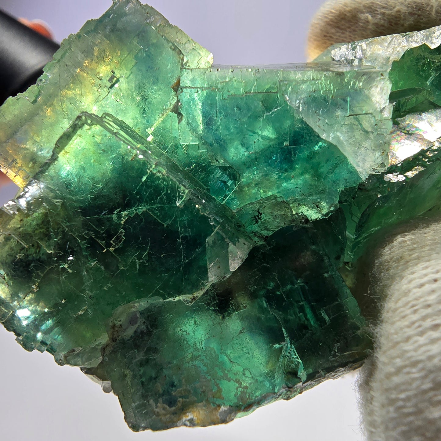Seltene Phantom Fluorit Würfel Stufe parkettiert grün Okorusu Namibia 68*47*25mm