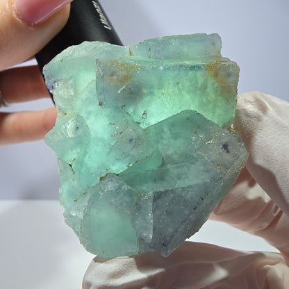 Rare spécimen de cube de fluorite fantôme, parqueté vert Okorusu, Namibie, 51 x 47 x 21 mm 