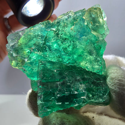 Seltene Phantom Fluorit Würfel Stufe parkettiert grün Okorusu Namibia 47*41*30mm