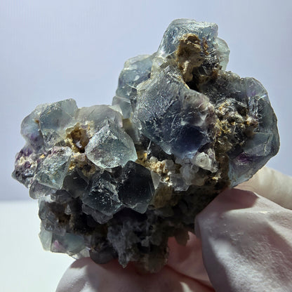 Cube de fluorite fantôme, spécimen de quartz vert violet, Okorusu, Namibie, 43 x 32 x 20 mm 