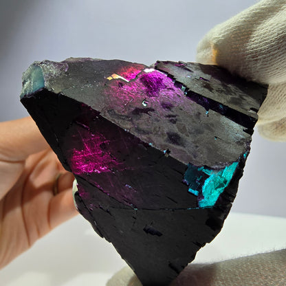 Grand spécimen de cube de fluorite fantôme vert violet zonal 11:11 Angel Pocket, Namibie 73*71*33mm 