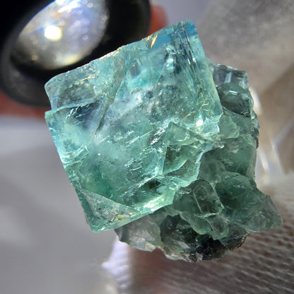 Spécimen de cube de fluorite fantôme très clair, vert Okorusu, Namibie 39*23*21mm 
