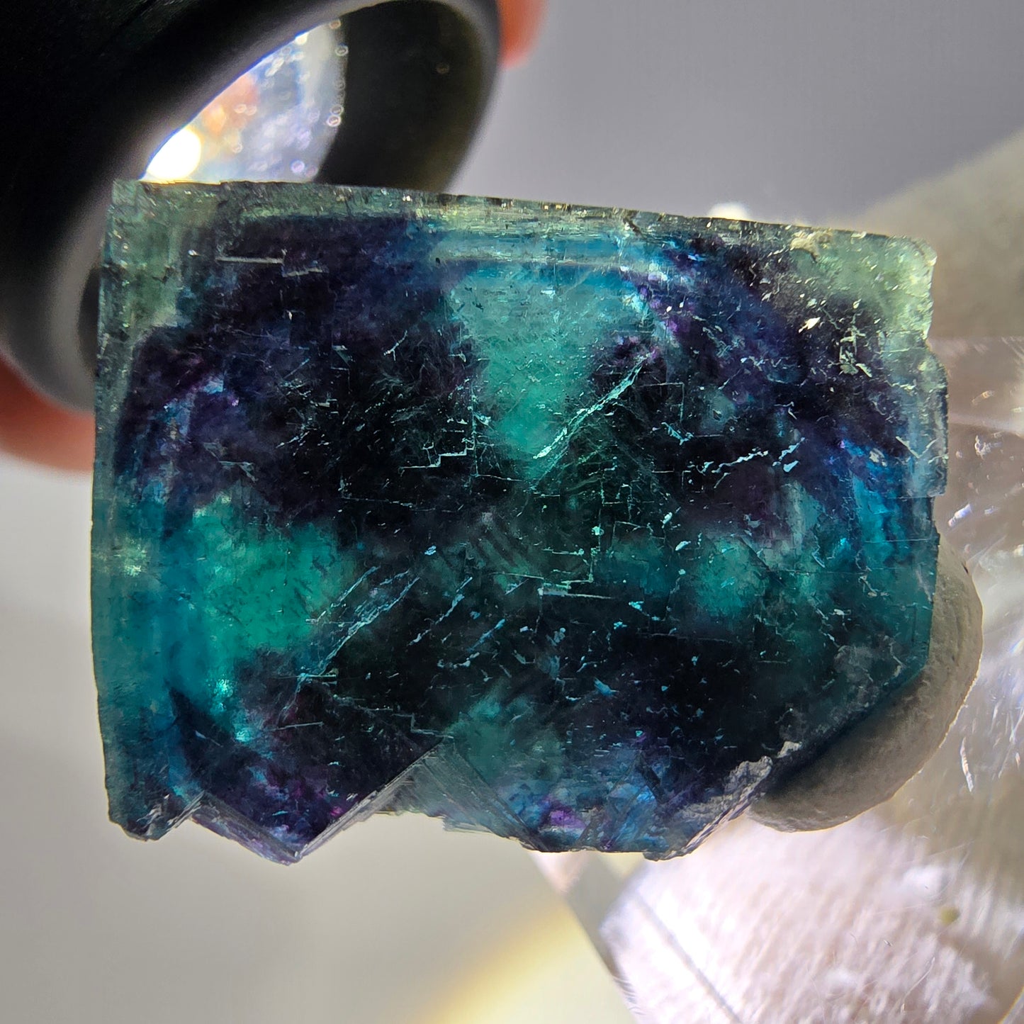 Spécimen de cube de fluorite fantôme, zonal – Nouvelle découverte ! Okorusu, Namibie, 30 x 28 x 14 mm 