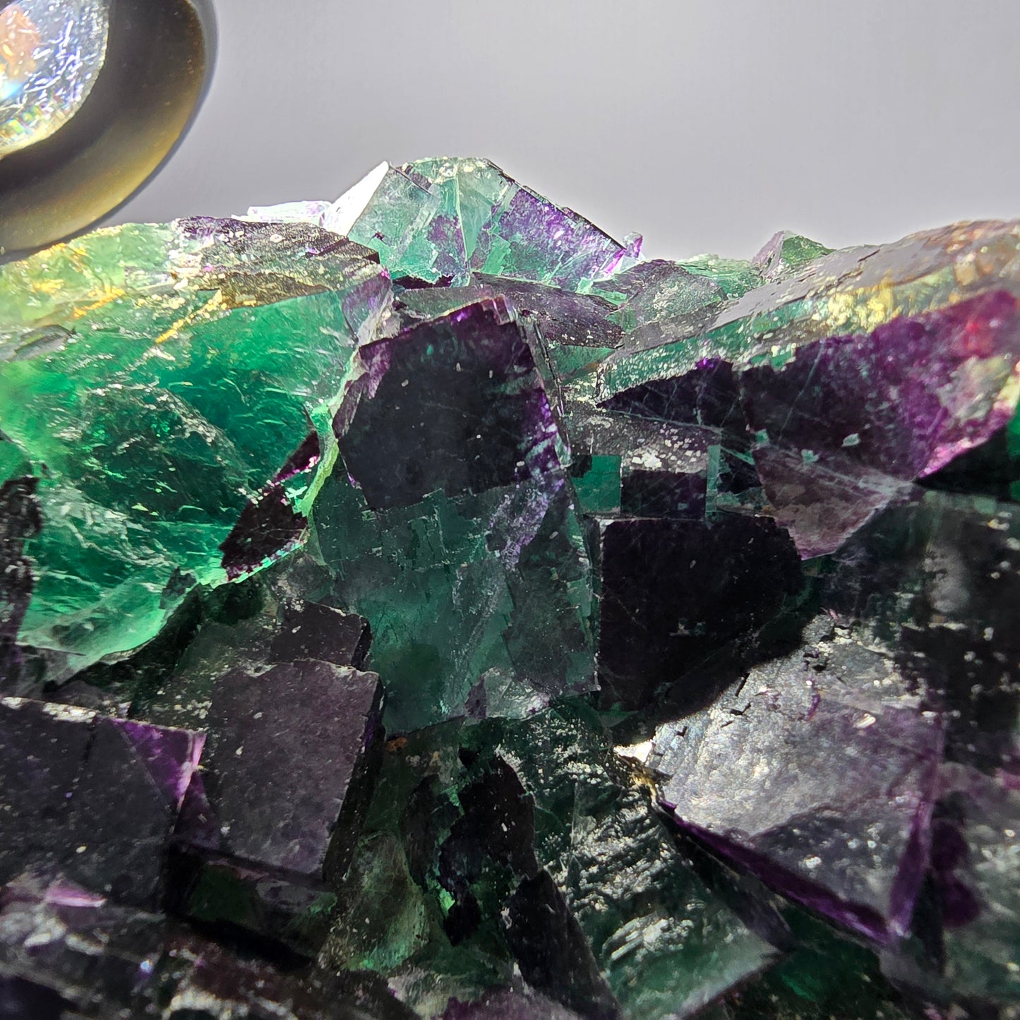 Grand spécimen de cube de fluorite fantôme vert violet zonal 11:11 Angel Pocket, Namibie 80*73*30mm 