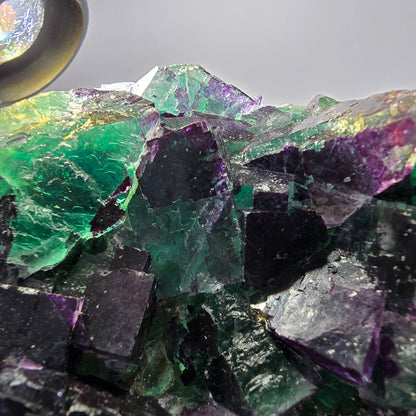 Grand spécimen de cube de fluorite fantôme vert violet zonal 11:11 Angel Pocket, Namibie 80*73*30mm 