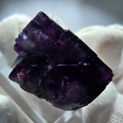 Rare spécimen de cube de fluorite fantôme, vert-violet zonal, Okorusu, Namibie, 22 x 21 x 15 mm 