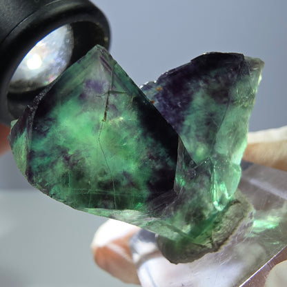 Phantom Fluorit Würfel Stufe, grün lila Okorusu, Namibia 34*32*20mm