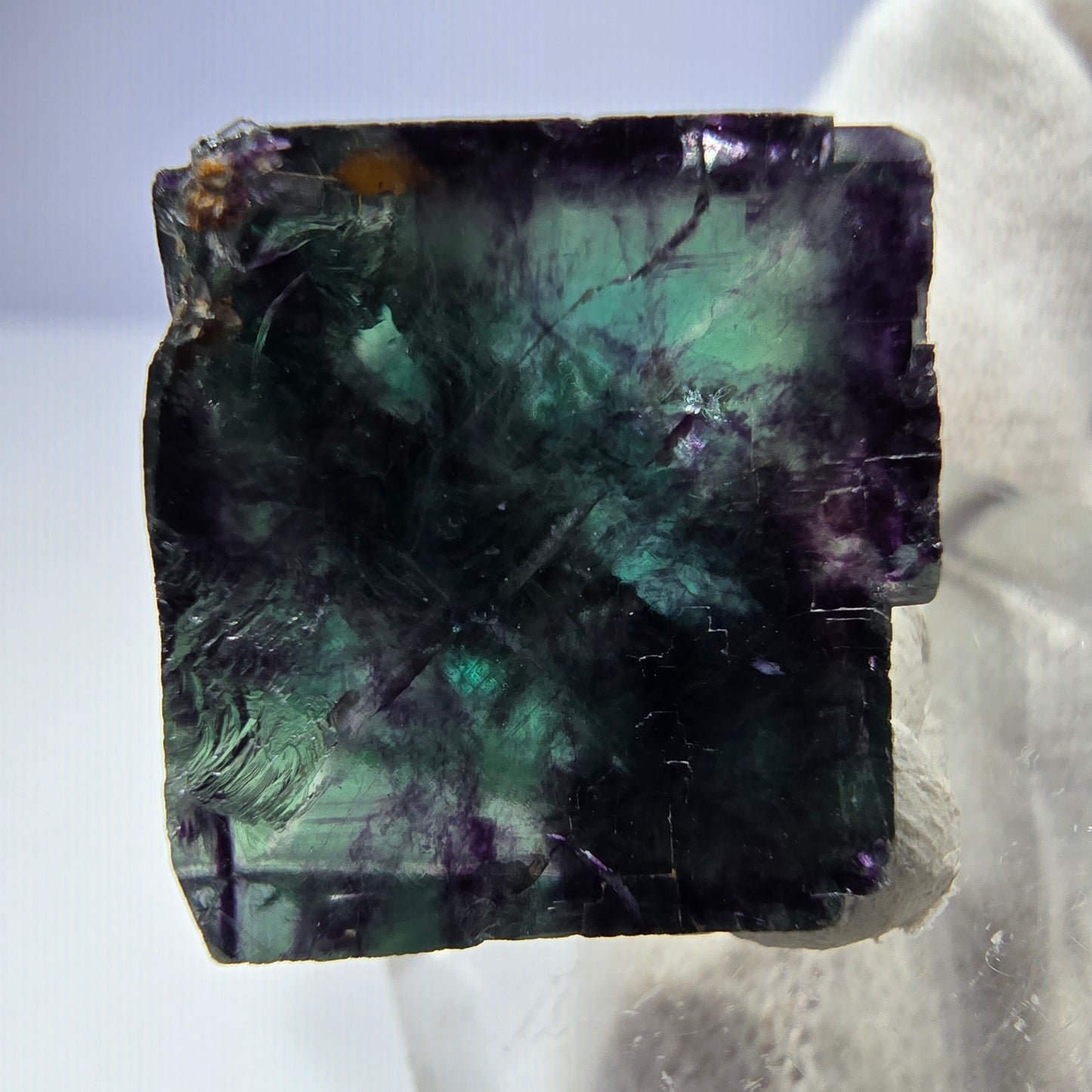 Clear Phantom Fluorite Cube Specimen zonal green purple Okorusu, Namibia 24*23*14mm 