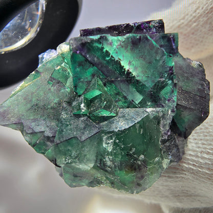 Seltene Phantom Fluorit Würfel Stufe zonal grün lila Okorusu, Namibia 40*36*22mm