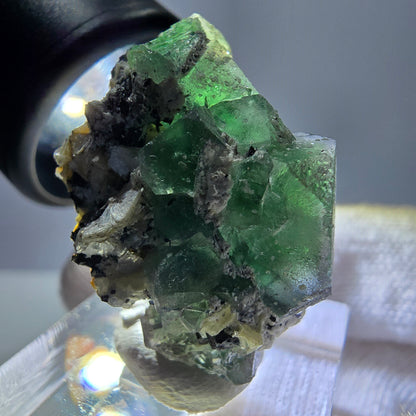 Fluorite fantôme, tourmaline Schörl, stade muscovite Erongo Namibie 31*20*25mm 