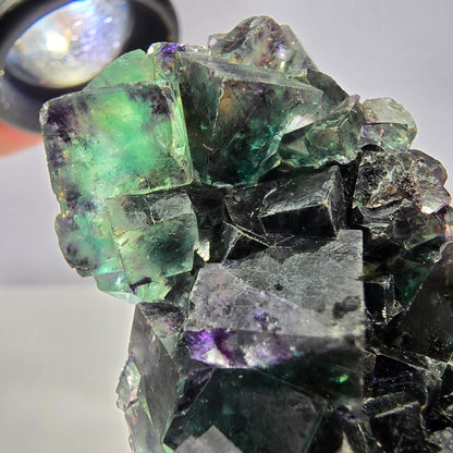 Phantom Fluorite Cube Specimen, parquetted green purple Okorusu, Namibia 52*41*18mm 