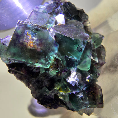 Spécimen zonal de cube de fluorite fantôme, vert violet, Okorusu, Namibie 32 x 30 x 19 mm 