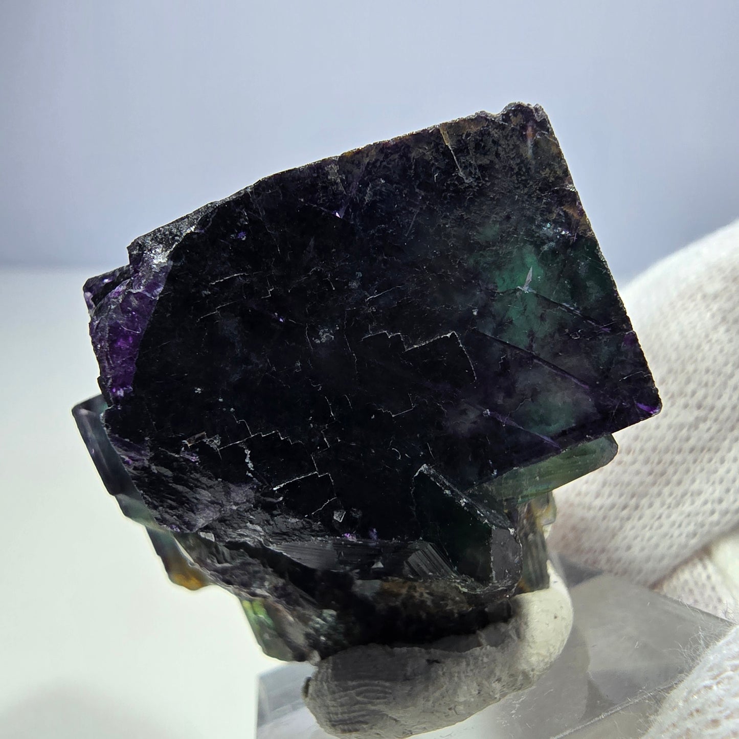 Klare Phantom Fluorit Würfel Stufe zonal grün lila Okorusu, Namibia 46*31*33mm