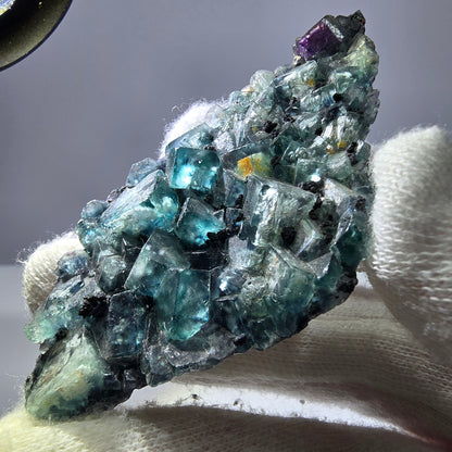 Cubes rares de fluorite fantôme zonale, vert violet, Erongo, Namibie 74 x 41 x 9 mm 
