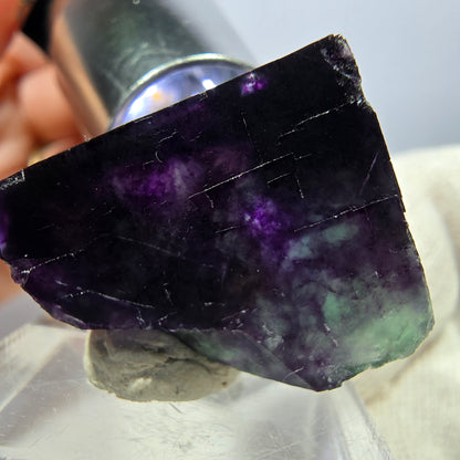 Seltener Phantom Fluorit Würfel, zonal grün lila Okorusu, Namibia 23*20*18mm