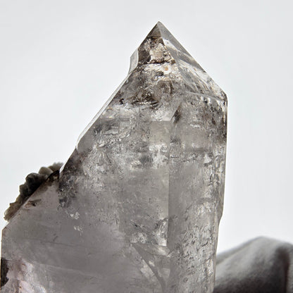 Quartz fumé squelette Enhydro DT, calcite UV, 2x Bubble Valentine Pocket, Namibie 91 x 45 x 27 mm 