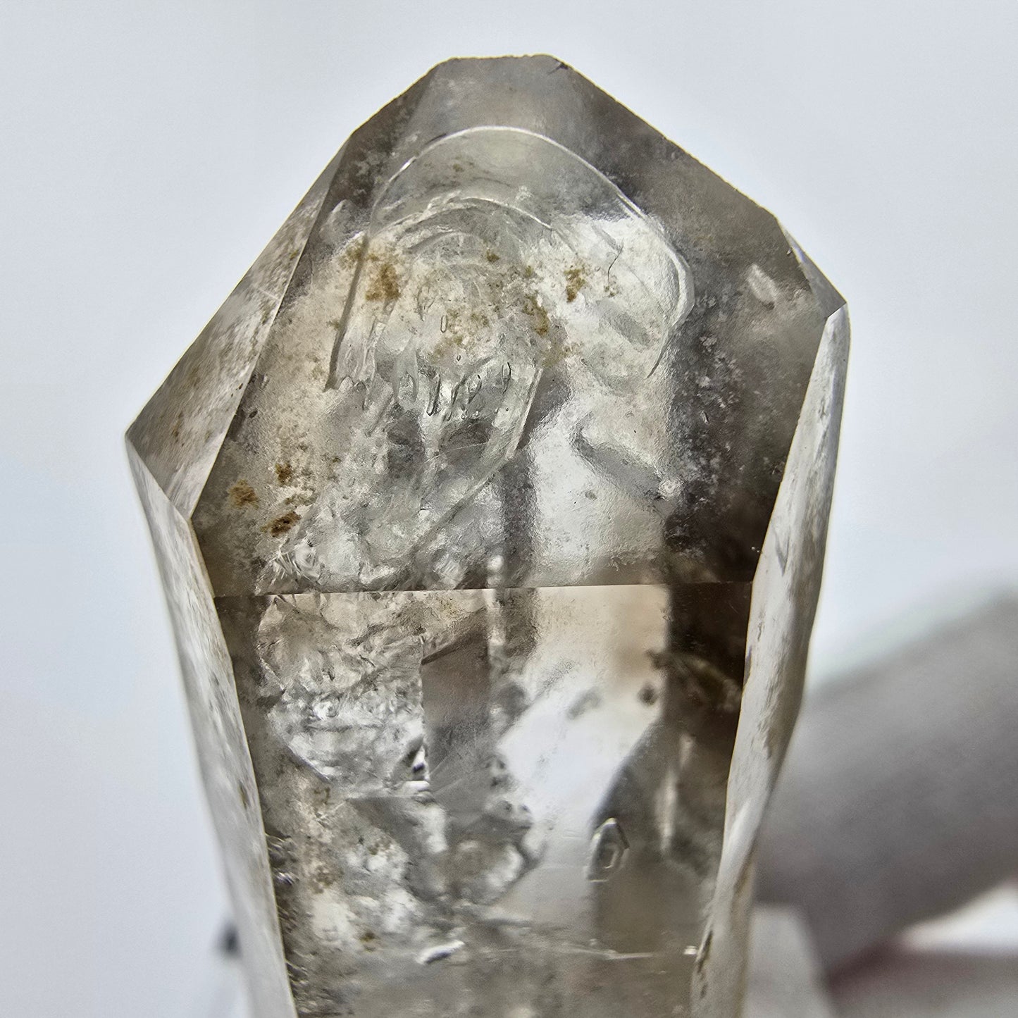 Enhydro Phantom Rauchquarz Zepter Spitze 2x Blase Goboboseb, Namibia 38*18*12mm