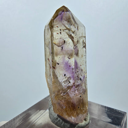 Améthyste fantôme Enhydro, mine d'hématite Streep, Goboboseb, Namibie, 32 x 11 x 11 mm 