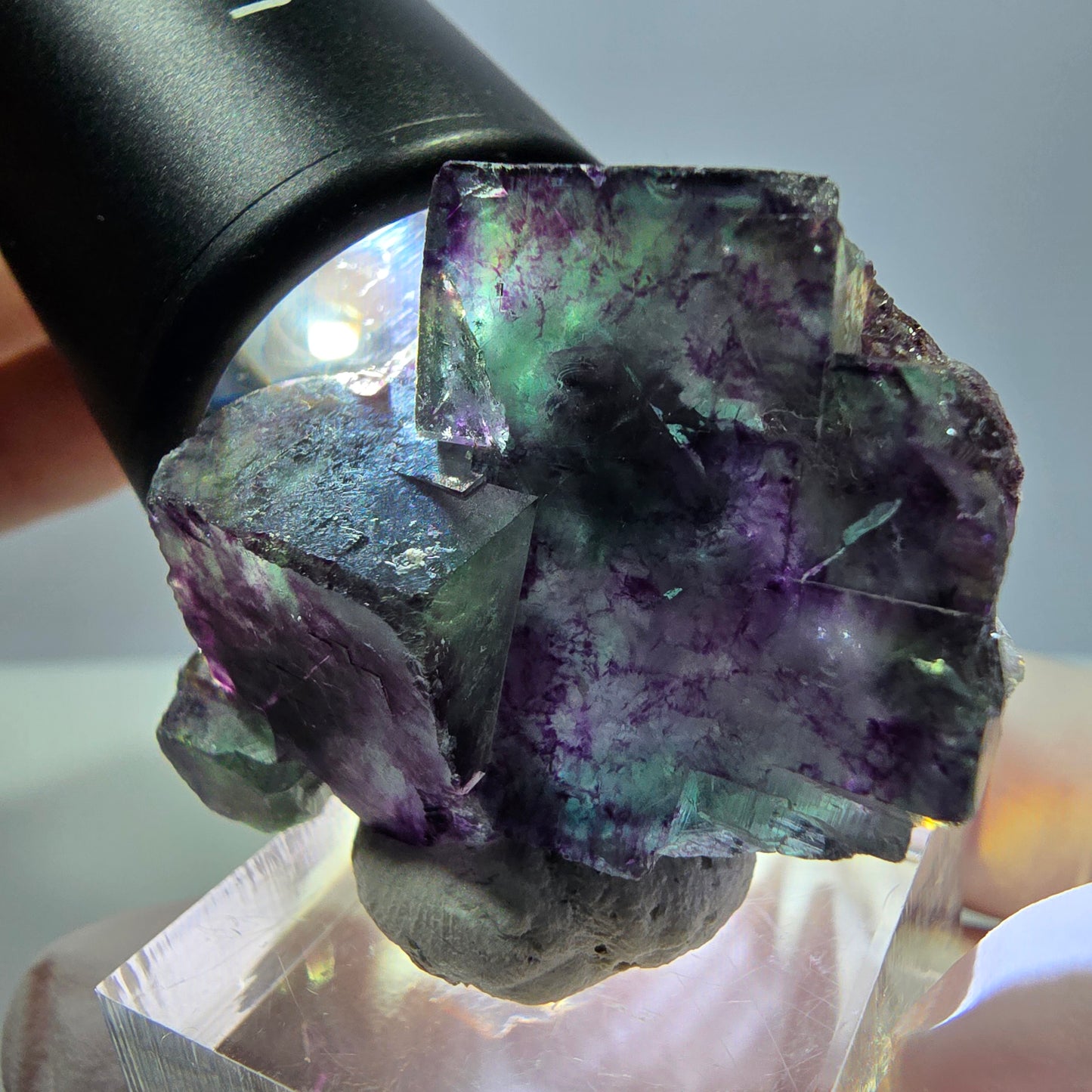 Seltene Fluorit Würfel Stufe, grün lila Okorusu, Namibia 42*30*16mm