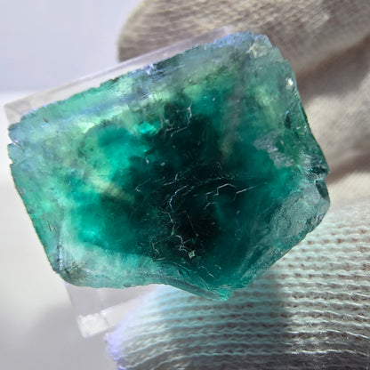 Rare cube de fluorite fantôme, vert violet, Okorusu, Namibie, 26 x 26 x 20 mm 