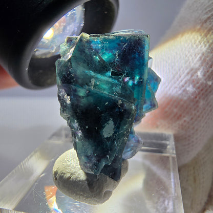 Spécimen de cube de fluorite fantôme, zonal – Nouvelle découverte ! Okorusu, Namibie, 30 x 20 x 17 mm 