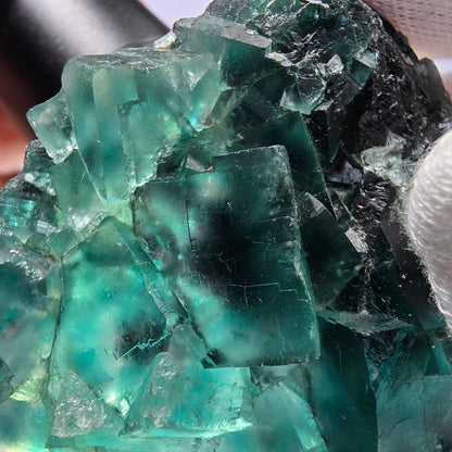 Seltene Phantom Fluorit Würfel Stufe parkettiert grün Okorusu Namibia 65*51*16mm
