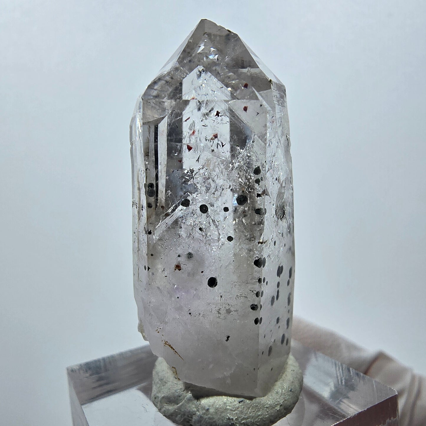 Quartz Harlequin, pointes d'hématite, mine Streep, Goboboseb, Namibie, 39 x 21 x 18 mm