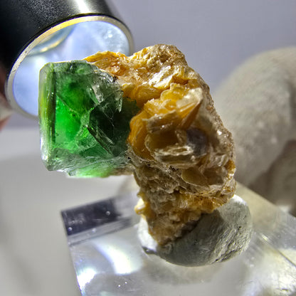 Cube de fluorite fantôme, spécimen de muscovite, Erongo, Namibie, 24 x 20 x 17 mm 